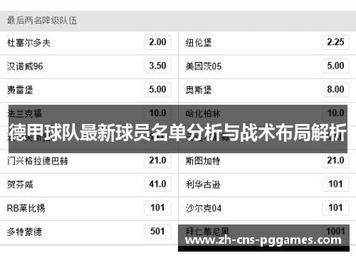 德甲球队最新球员名单分析与战术布局解析